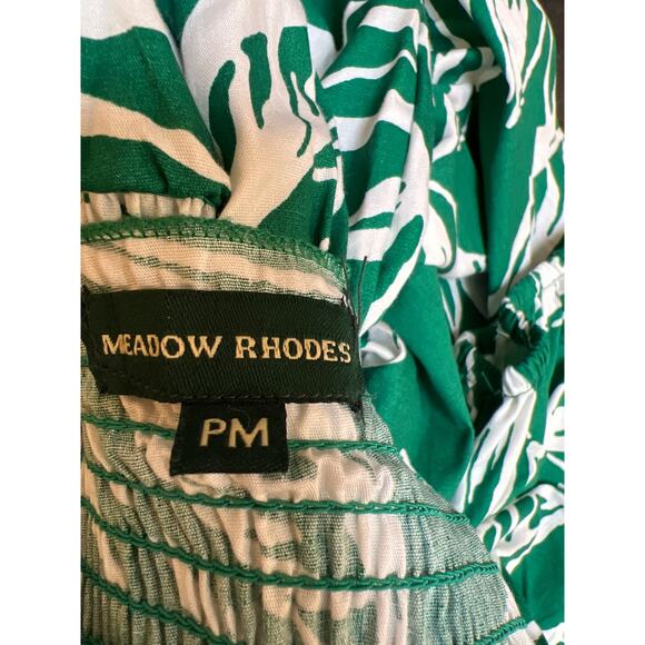 Meadow Rhodes Green Leaf Print Cotton Midi Dress Women's Petite Medium Green - Picture 3 of 4